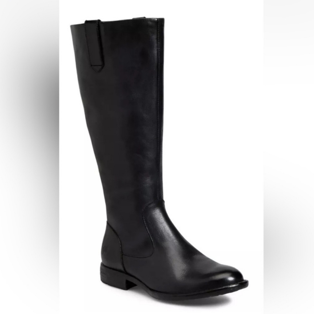 Born Shaunie Leather Tall Riding Black Boots SZ 6.5 NWT